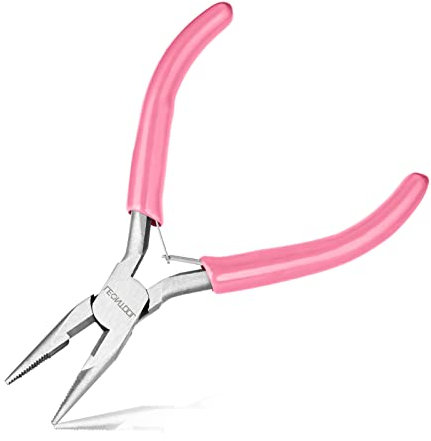 LEONTOOL 5-Inch Long Nose Pliers with Wire Cutter Long Needle Nose Pliers for Jewelry Making Serrated Jaws Small Chain Nose Pliers Jewelry Making Supplies for Bending Small Object Gripping