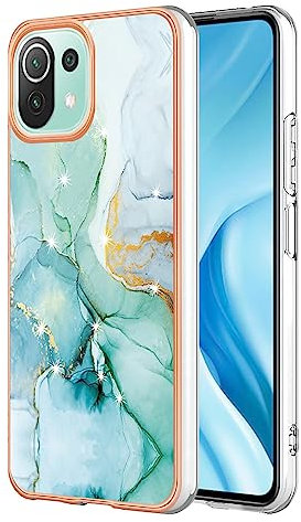 ILING Cover per Xiaomi 11 Lite 5G NE/Xiaomi Mi 11 Lite 4G/5G, Custodia Donna Leggera TPU Bumper PC Cover Case, Custodia Modello Artistico Carino Antiurto (Verde)