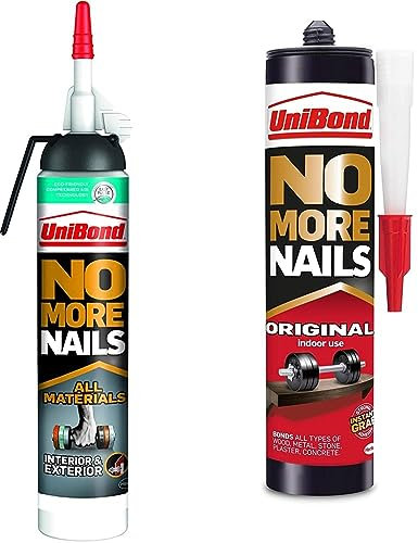 UniBond No More Nails All Materials Interior And Exterior Construction Adhesive, Pressure Pack, Indoor And Outdoor White, 326 g Pressure Pack, UniBond No More Nails Original