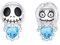 Totenkopf 925 Sterling Silber Ohrringe - Geburtsstein Jack und Sally Schädel Ohrstecker - Albtraum Vor Halloween Schmuck - Geburtstag Geschenk für Damen