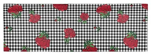 innewgogo Rose Plaid Durable Kitchen Curtains Valances with Rod Pocket 54x18 inches Blackout Window Valances 1 Panel Window Curtain for Bathroom Bedroom Cafe