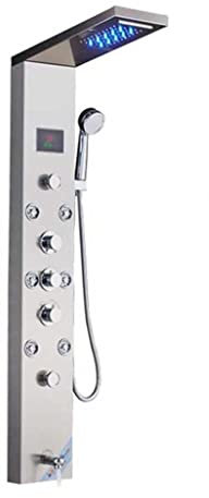 Grifo de Panel de ducha con luz LED de acero inoxidable, sistema de masaje de SPA montado en la pared, sistema de columna de ducha, pantalla Digital de temperatura