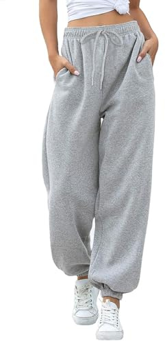 EBANKU Damen-Jogginghose mit Cinch-Bottom und Taschen, einfarbiger Trainingsanzug, Baggy-Hose mit elastischer Taille für lässiges Hip-Hop, Fitnessstudio und Joggen
