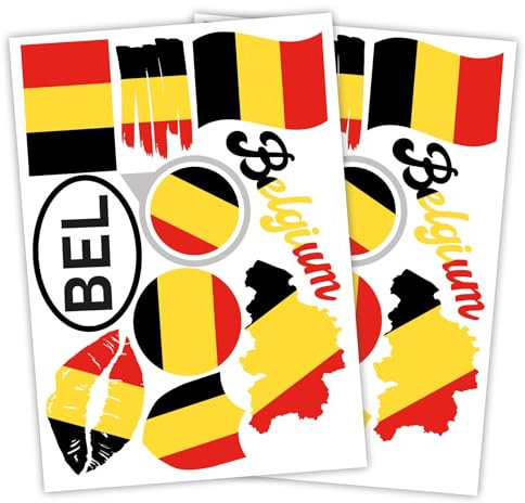 Finest Folia 2er Set DIN A4 Länderaufkleber Fahne Aufkleber Länderfahne Flagge für Auto Motorrad Sticker Länderflagge selbstklebend wetterfest R217 (07 Belgien)