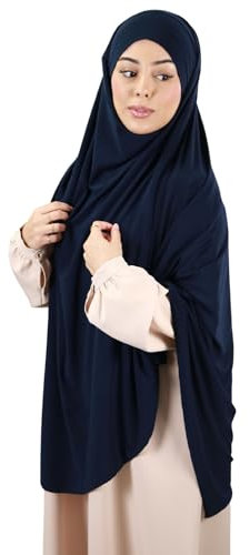 Lamis Hijab Khimar Premium-Jersey, marineblau, One size