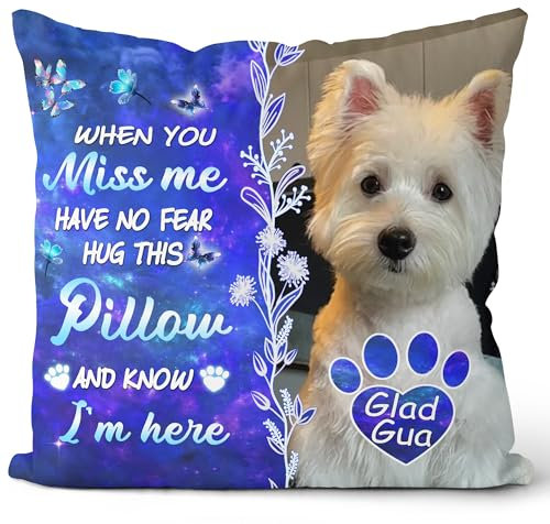 Glad Gua Feel Me Here Personalisiertes Haustier-Gedenkkissen (Einsatz im Lieferumfang enthalten), Hundekissen, Weihnachts-Gedenkgeschenk, Haustierverlust-Geschenk, Trauergeschenk, Hunde-Gedenkgeschenk