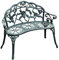 Home Source Cast Iron Garden Bench Metal Frame Patio Chair Outdoor Seating, Green, 2 Seater