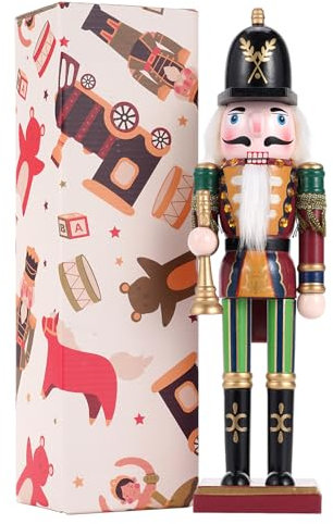 Tpudn Schiaccianoci Figure in legno Soldati Schiaccianoci, 30cm Decorazione tradizionale del camino di Natale Figure Decorazione per la casa Decorazione di Natale Decorazione di Natale(bugler)