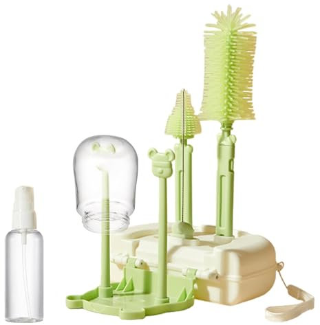 znutc Travel Milk Bottle Brush - 6-in-1 Travel Bottle Cleaning Kit - Bottle Lid Detail Brush, Portable Breast Pump Bottle Brush Compact Set For Children Cup