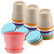 FUNSUEI 24 macetas de 10 cm de diámetro, 8 colores con bandeja, pequeñas macetas cubremacetas de plástico para plantas de jardín, rojo, rosa, naranja, azul, morado, blanco, beige