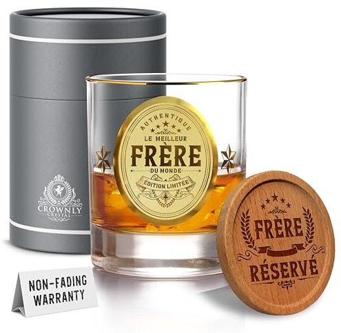 CROWNLY CRYSTAL® Verres À Whisky Personnalisés Cadeau Frère Anniversaire Homme Idée Originale Unique
