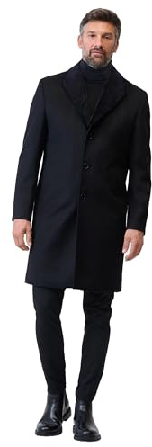 RICANO Raffaele Herren Wollmantel – Eleganter Wollmantel mit Reverskragen aus Kunstfell - Made in Turkey