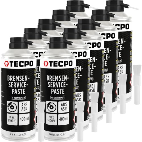 TECPO Hochtemperatur Multimontagepaste, 10x 400ml Hochbelastbarer Dauerschmierstoff für die Bremsscheiben Bremsenpaste Anti-Quietsch-Paste Bremsen Schmierpaste Keramikpaste Kupferpaste