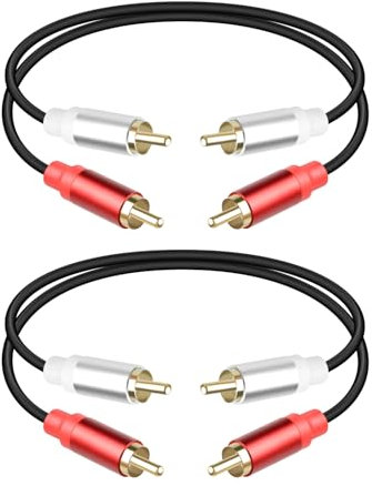 RIIEYOCA Phono to Phono RCA Cable 0.3m, Short 2RCA Male to 2RCA Male Audio Cable for Home Theater, Speaker, Amplifier, Subwoofer, Stereo System (2PCS)