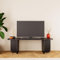 Bimossa Beca TV Stand – 100 cm Modern Compact TV Unit with Curved Edges, Open Shelf & Cabinet Storage, Ready to Assemble (Black)