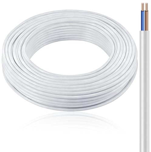 LongZYU 10M Fil Electrique, Cable Electrique 2×0.75mm², 18 AWG, Blanc | 5V/12V/24V/300V Câble Plat 2 Fils-Câble Remorque de Voiture-Câbl de Véhicule pour Lumière LED Automobile équipement de Bateau