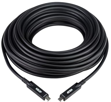 ATEN UE3415F Active Ultra HD Optical Cable with USB-C - Black, 15m