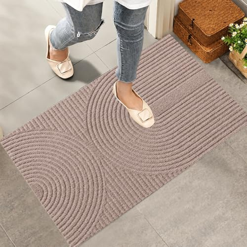 Diaxilu Fußmatte 43x76 cm Innen und Außen - rutschfeste Schmutzfangmatte - Waschbar Fussmatte, Wasserdicht Türmatte - Schmutzfänger Teppich für Eingang, Haustür, Patio, Flur, Garten (Braun)