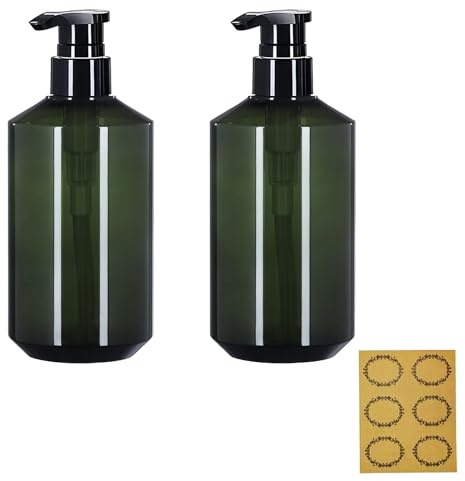 Apstaqeoo 2Pcs 300ML Empty Pump Bottles Dispenser, Refillable BPA-Free Plastic Lotion Pump Bottle Portable Shampoo Hand Pump Dispenser Durable Body Wash Travel Container for Kitchen Bathroom (Green)