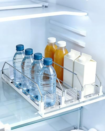 SZEBISOA Organisateur frigo 3 rangées pour 12 canettes, Rangement frigo Automatique 31×25 cm, réorganisateur de réfrigérateur, Range Bouteille frigo, Porte-Boissons pour réfrigérateur