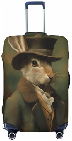 Hare in A Countryside Manor Style Portrait Elastic Travel Luggage Covers Dustproof Scratch-Resistant Suitcase Protector Fit 22-24 Inch