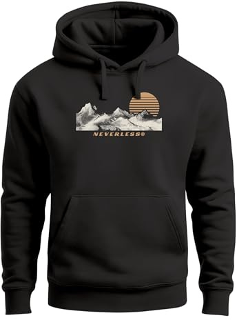 Neverless® Hoodie Herren Print Outdoor Berge Motiv Kapuzen-Pullover Männer Fashion Streetstyle