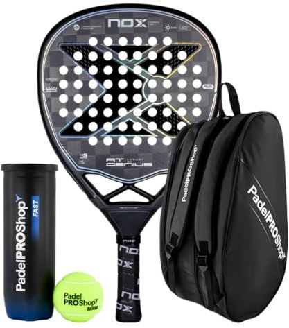 PadelPROShop - Pack Pala NOX AT10 Genius Attack 18K + Paletero y Pelotas, Entrenamiento y Partido