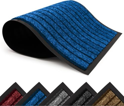 BedLooms Blue Door Mats Indoor & Outdoor – (40cm x 60cm) Washable Non-Slippery Heavy Duty Doormats - Perfect Dust Grabbing Floor Mats