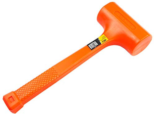 Stark USA 4-Pounds Dead Blow Hammer with Non-Slip Hammer with (4lbs) Head with Checkered Grip Handle Rebound Resistant, Neon Orange