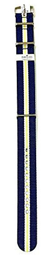 Morellato Uhrenarmband aus gewebtem Ripsband gelb blau weiß 18 mm für omega tag heuer rolex tudor, mehrfarbig, Medium, geboren