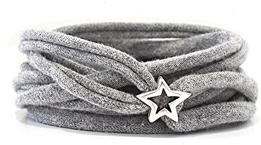 Armband Wickelarmband Stoff grau meliert oder Wunschfarbe 60 Varianten mit versilbertem Stern aus Metall individuelle Geschenke mit Liebe