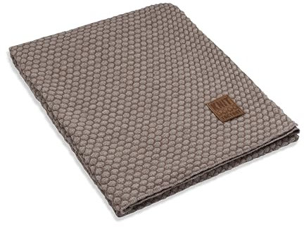 KNIT FACTORY - Juul Plaid - Kuscheldecke für das Sofa - Wolldecke - Decke aus 30% Wolle und 70% Polyacryl - Marron/Beige - 130x160 cm