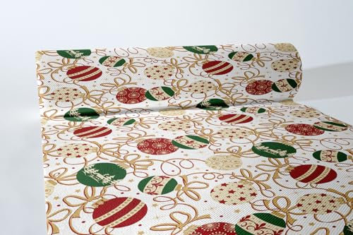 Sovie HORECA Weihnachtstischläufer Belinda aus Linclass® Airlaid, Einweg Tischläufer stoffähnlich, ideal für Advents- & Weihnachtsfeiern, 40 cm x 24 m, 1 Stück
