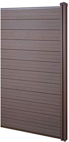 Mendler WPC-Sichtschutz Sarthe, Windschutz Zaun, WPC-Pfosten Erweiterungselement schmal, 0,98m - braun