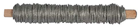 Rayher 24116607 Papierdraht, 0,55 mm ø, silber matt, auf Holzwickel 50 g, ca. 20 m, Basteldraht, Papier umwickelter Draht