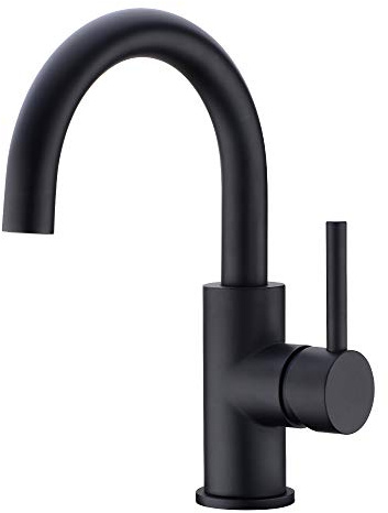 CREA Armatur für Badezimmer oder Küche, ein Loch, klein, für Wohnwagen, Boot, im Landhausstil, mattes Schwarz