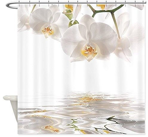 qhtqtt Duschvorhang Orchideen Reflexion Dekostoff Duschvorhang 12 Haken Vorhänge Bad 180X200Cm A