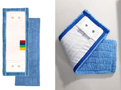 Stever pro 10 Franges Microfibre Duo 40 cm (Languette à oeillet et Poche) qualité Professionnelle - 400 lavages en Machine - Grande Absorption pour Support à Plat à Poche ou à Languette