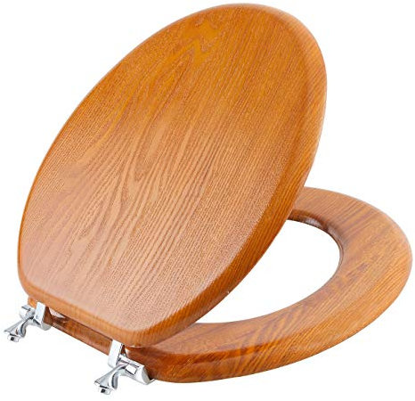 Angel Shield WC-Sitz, Toilettensitz, Klositz, langlebig, Holzfurnier, natürliches Holz, Scharnier, leicht zu reinigen, kratzfest, amerikanischer Standard Round holz