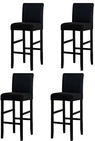 LANSHENG Bar Stuhlhussen, Stretch Abnehmbarer waschbarer Stuhl Schonbezug für Short Swivel Dining Chair Rückenlehne Barhocker Stuhl (Schwarz,4 Stück)