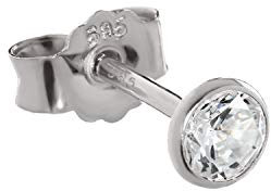 NKlaus EINZEL 4,0mm Ohrstecker Weißgold 585 Gold Ohrring 14 Karat Kristall Zirkonia weiß 2074