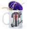 Personalised Mug and Belgian Milk Chocolate/Hot Chocolate Stirrer Marshmallow Gift Set, Custom Name/Number/Text on (11oz) White, Blue, Black, Pink Mug with Black and White Stripe Football Shirt