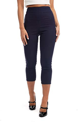 Ro Rox Ella Capri Pants for Women - 1950s Vintage Style Women s Trousers - High Waist Three Quarter Pant - Zipper & Slits on Back - Navy Blue, 4XL