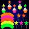Spakon 40 Pieces Glow Party Neon Party Supplies Neon Cupcake Wrappers Neon Star Cake and Cupcake Toppers for Glow Neon Birthday Party Wedding Decoration Black Light Reactive Party Halloween