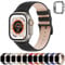 Fullmosa Cinturino Apple Watch 44mm 45mm 42mm 49mm, LichiBosin Cinturini in Pelle per Apple Watch Serie 9 8 7 6 5, Apple watch SE 2/ SE/Ultra, Per Uomo e Donna, Nero + Fibbia Grigia Fumo