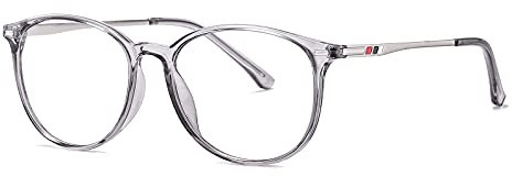 ZUVGEES Mode Runden TR90 Blaulichtfilter Lesebrille für Herren und Damen Lightweight Anti-blaue Computerbrille (Transparent (Gräulich), 1.5)