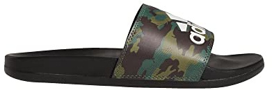 adidas Unisex Adilette Comfort Slide Sandal, Black/Black/White, 6 US Men