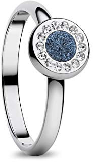 BERING Stapelring Edelstahl Silber/blau schmal Arctic Symphony Collection 577-17-X1, Ringgröße:60 (19.1 mm Ø)