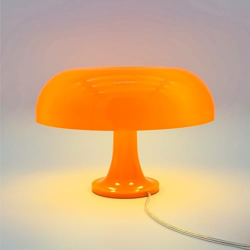 Lotus Atelier Pilz Lampe Orange Schlafzimmer Lampe Moderne Ästhetische Beleuchtung für Schlafzimmer Cool Retro Deko Wohnzimmer (Orange)