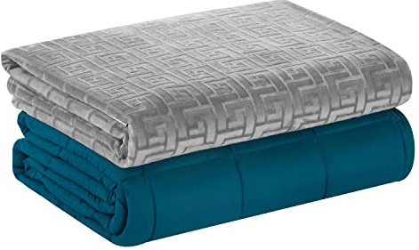 DREAMLANDING Gewichtsdecke mit Cover, Glasperlen füllung, Therapiedecke für Erwachsene, schwere Decke (Blaugrün, 150 x 200 cm, 9 kg)